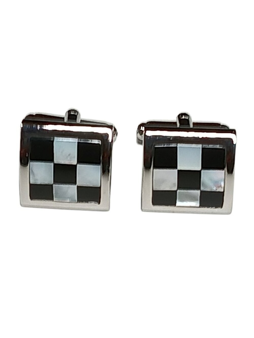 Wall + Water Signed Cufflinks Mother of Pearl Black Onyx Dressy Cocktail Party